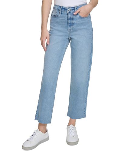Calvin Klein Raw-hem Straight-leg Denim Jeans - Blue