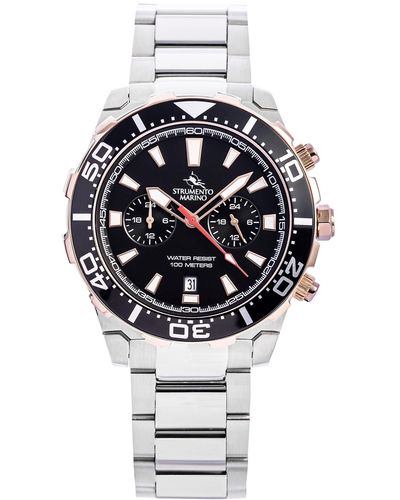 Strumento Marino Skipper Dual Time Zone Stainless Steel Bracelet Watch 44mm - Gray