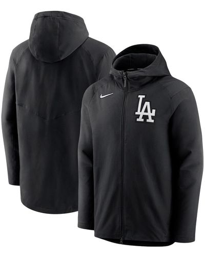 Nike Los Angeles Dodgers Authentic Collection Performance Raglan Full-zip Hoodie - Black