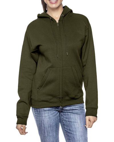 Galaxy By Harvic Fleece-lined Loose-fit Full-zip Sweater Hoodie - Green