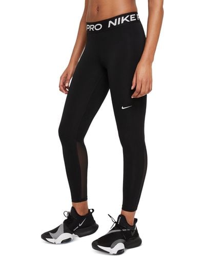 Nike Pro Mid-rise Mesh-paneled leggings in Black