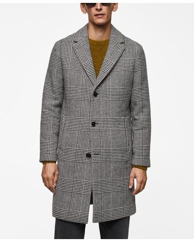 Mango Prince Of Wales Checked Wool Coat - Gray