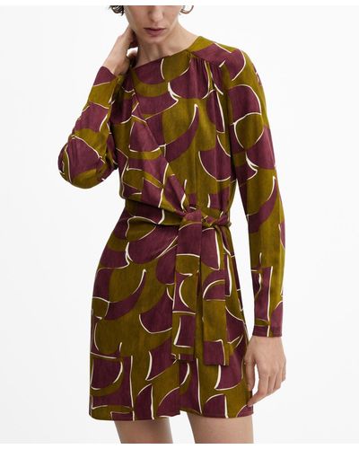 Mango Knotted Wrap Dress - Brown