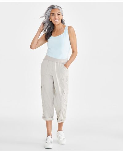Style & Co. Twill Cuffed Pull-on Cargo Pants - White