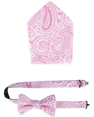 Trafalgar Sobee Paisley Silk Bow Tie & Pocket Square Set - Pink