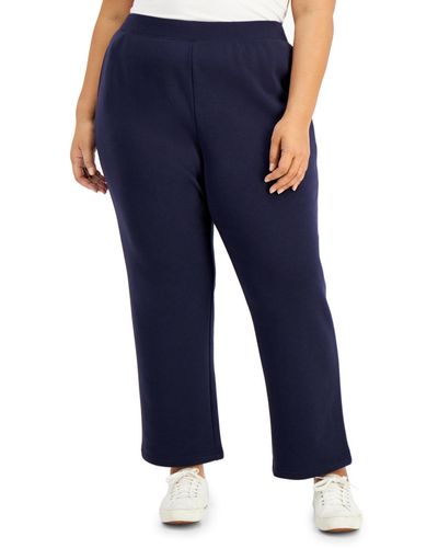 Karen Scott Plus Size Fleece Pants - Blue