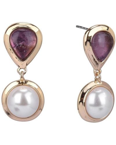 Laundry by Shelli Segal Stone And Pearl Drop Earrings - Pink