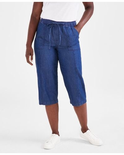 Style & Co. Pull-on Drawstring Capri Pants - Blue