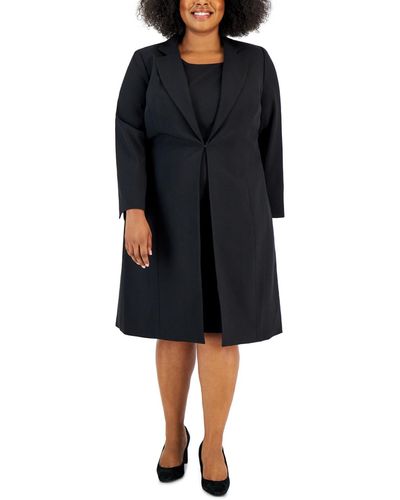 Le Suit Plus Size Topper Jacket & Sheath Dress Suit - Black