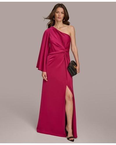 Donna Karan Twist-front One-shoulder Gown - Pink