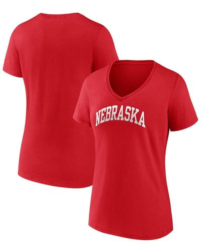 Fanatics Nebraska Huskers Basic Arch V-neck T-shirt - Red