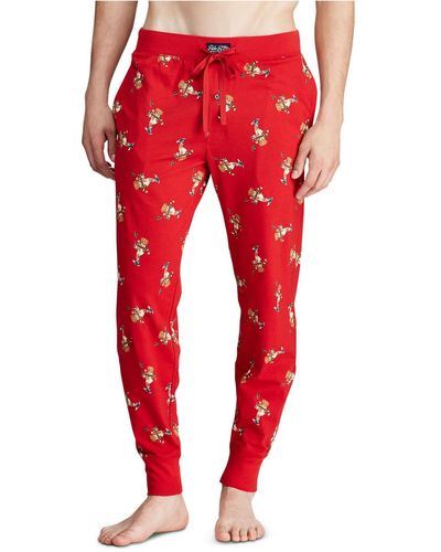 Polo Ralph Lauren Rugby Bear Pajama Sweatpants, Created For Macy's - Red