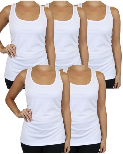Galaxy By Harvic Moisture Wicking Racerback Tanks-5 Pack - White