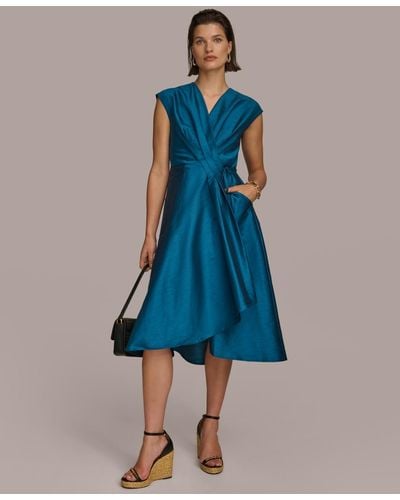 Donna Karan A-line Wrap Dress - Blue