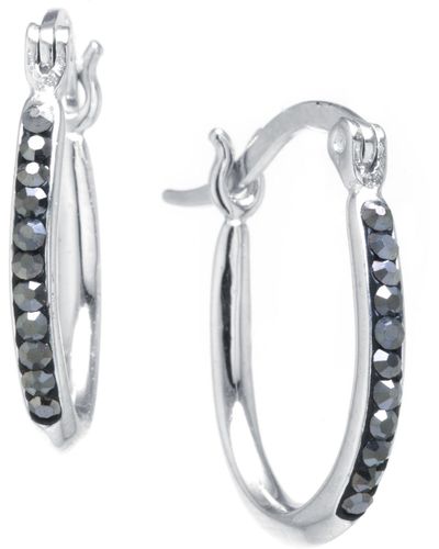 Giani Bernini Crystal Oval Hoop Earrings - Gray