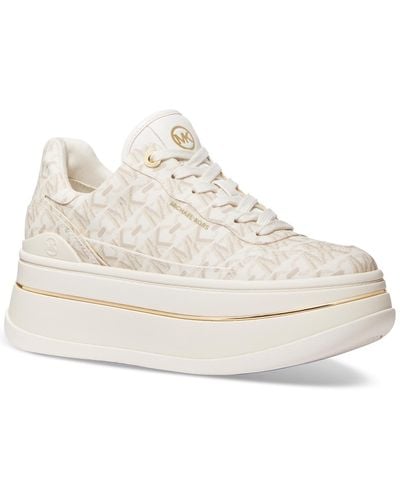 Michael Kors Michael Hayes Empire Logo Lace-up Platform Sneakers - White