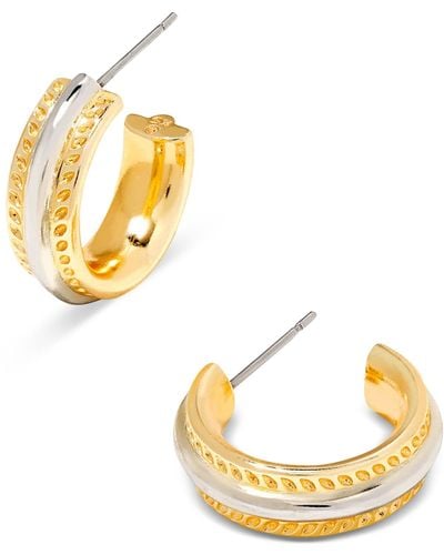 Kendra Scott 14k Gold-plated & Rhodium-plated Small Signature Hoofprint Trim huggie Hoop Earrings - Metallic