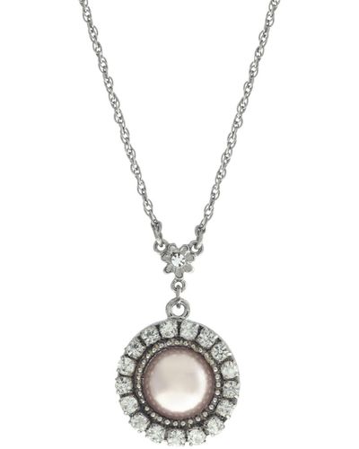 2028 Imitation Pearl Drop Necklace - Pink