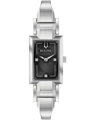 Bulova Diamond-accent Stainless Steel Bangle Bracelet Watch 18x33mm - Metallic