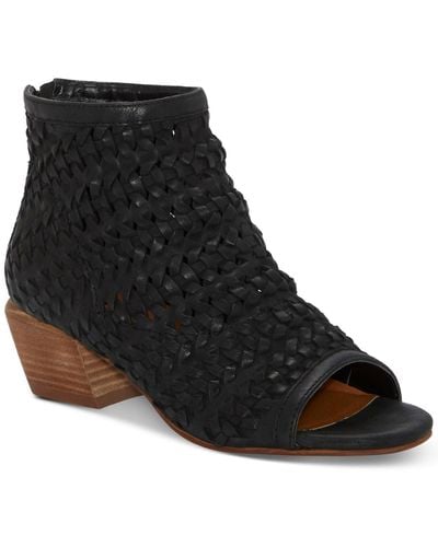 Lucky Brand Mofira Woven Peep Toe Heeled Sandals - Black