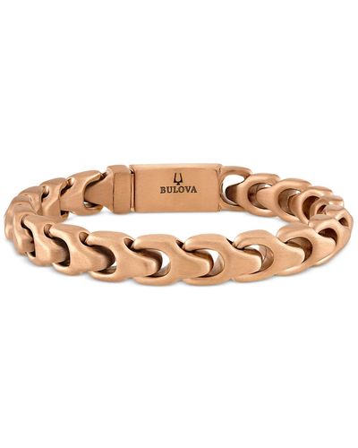 Bulova Rose Gold-tone Ip Stainless Steel Link Bracelet - Multicolor