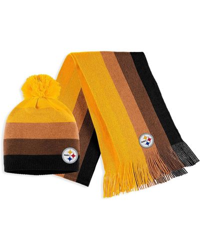 WEAR by Erin Andrews Pittsburgh Steelers Ombre Pom Knit Hat And Scarf Set - Orange