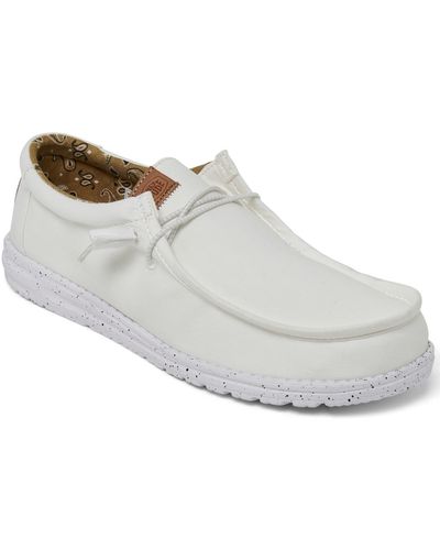 Hey Dude Wally Washed Canvas Casual Moccasin Sneakers From Finish Line - White