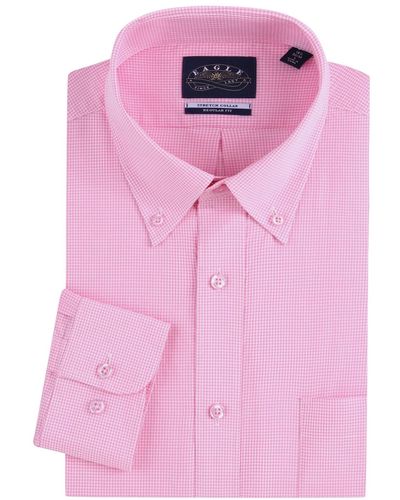 Eagle Stretch Collar Gingham Poplin Shirt - Pink