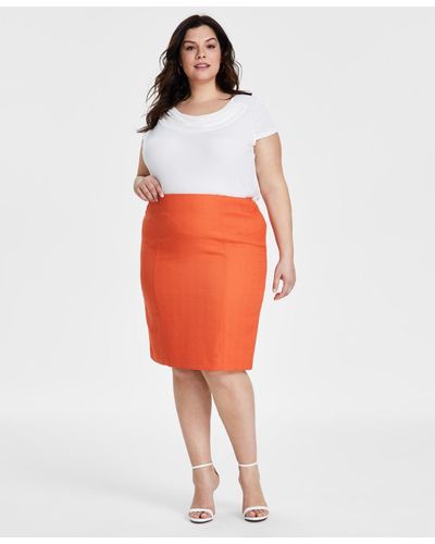 Kasper Plus Size Textured Pencil Skirt