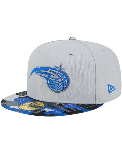 KTZ Gray Orlando Magic Active Color Camo Visor 59fifty Fitted Hat - Blue
