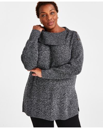 Style & Co. Plus Size Envelope-neck Sweater - Gray