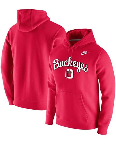Nike Ohio State Buckeyes Script Vintage-like School Logo Pullover Hoodie - Red