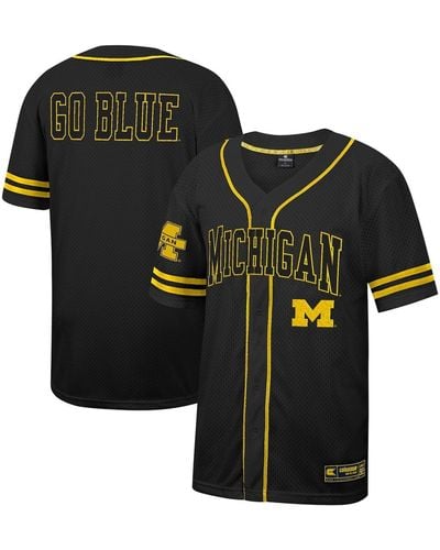 Colosseum Athletics Michigan Wolverines Free Spirited Mesh Button-up Baseball Jersey - Black