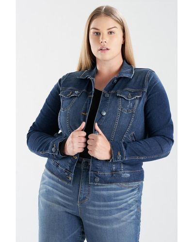 Slink Jeans Plus Size Denim Jacket - Blue