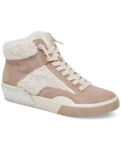 Dolce Vita Zilvia Lace-up Plush High-top Sneakers - Natural