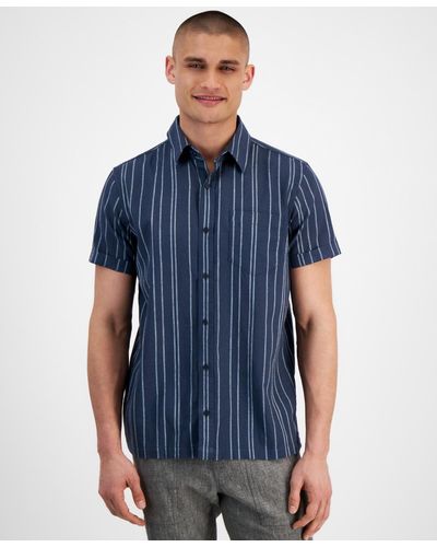 Sun & Stone Sun + Stone Horacio Regular-fit Striped Shirt - Blue