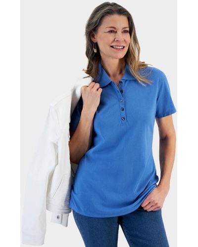 Style & Co. Short-sleeve Cotton Polo Shirt - Blue