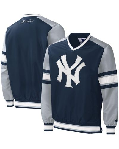 Starter New York Yankees Yardline Pullover Windbreaker - Blue