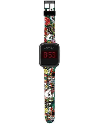 Ed Hardy Multicolor Silicone Strap Watch 45mm - White