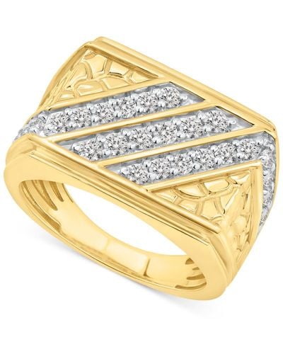 Macy's Diamond Diagonal Row nugget Ring (1 Ct. T.w. - Metallic