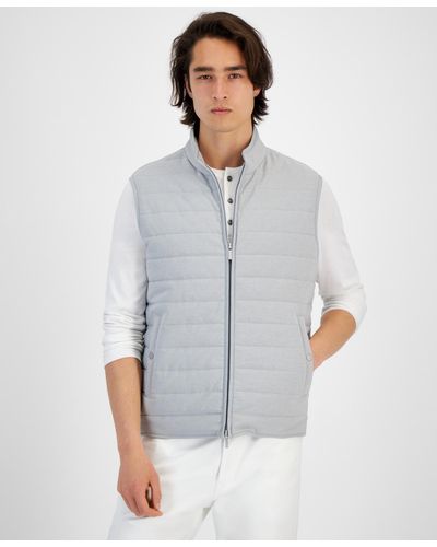 Alfani Heathered Quilted Zip Stand-collar Vest - White