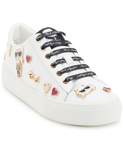 Karl Lagerfeld Cate Pins Leather Lifestyle Casual And Fashion Sneakers - White