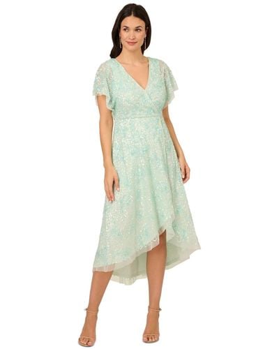 Adrianna Papell Embellished Faux-wrap Dress - Green