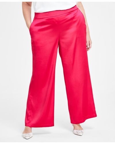 INC International Concepts Satin High-rise Pull-on Pants - Red