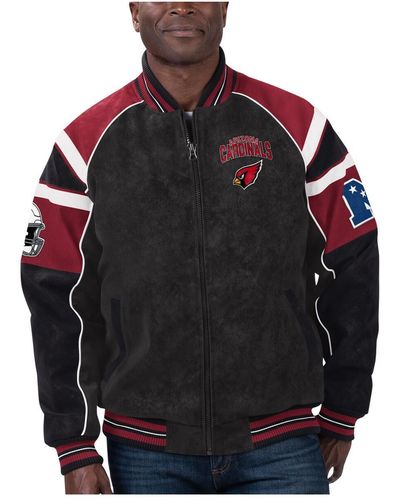 G-III 4Her by Carl Banks Arizona Cardinals Faux Suede Raglan Full-zip Varsity Jacket - Black