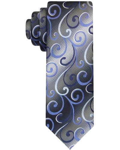 Van Heusen Shimmering Swirl Long Tie - Blue