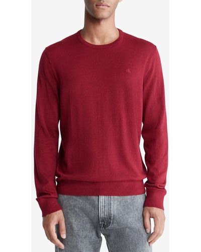 Calvin Klein Extra Fine Merino Wool Blend Sweater - Red