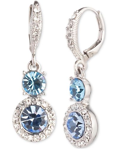 Givenchy Round Crystal Drop Earrings - Blue