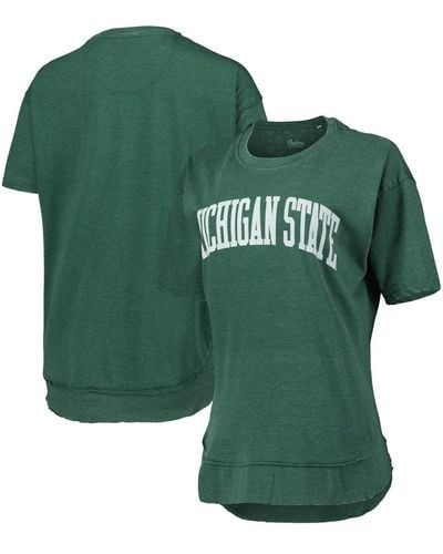 Pressbox Heathered Green Distressed Michigan State Spartans Arch Poncho T-shirt