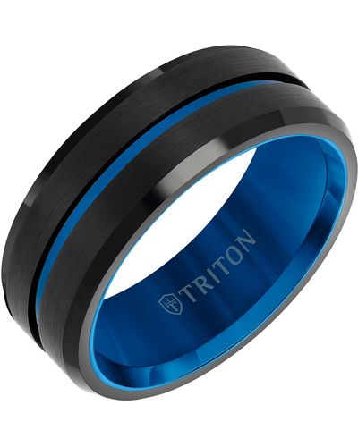 Triton Brushed Finish Wedding Band - Blue
